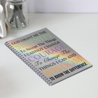 Caderno Espiral Oração de Serenidade Inspiradora Arco-íris Colorid