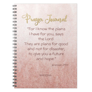 Caderno Espiral Oração Personalizada de Mist Dourado Rosa
