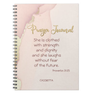 Caderno Espiral Oração Personalizada de Sotaque de Mármore Dourado