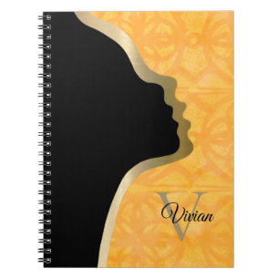 Caderno Espiral Orange Batik Black E Dourado Face Name