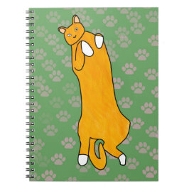 Caderno Espiral Orange Cat Laying on Back