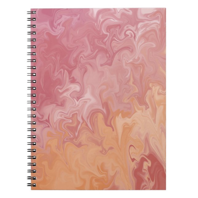 Caderno Espiral Orange Liquid Marble Abstract Pattern (Frente)