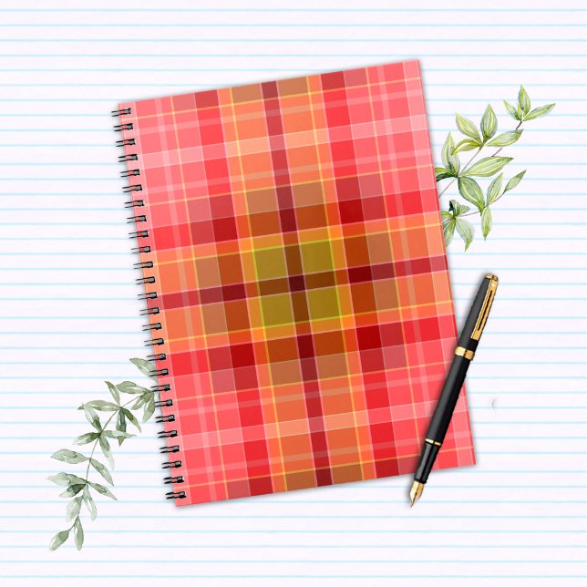 Caderno Espiral Orange Pink Tartan (orange_pink_tartan_notebook)