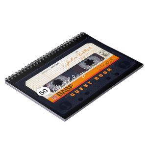Caderno Espiral Orange Retro Audiotape 50º aniversário GuestBook