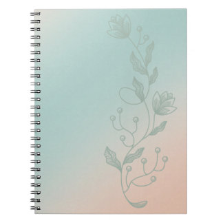 Caderno Espiral Orange & Teal Ombre Notebook Vibrant Floral Accent
