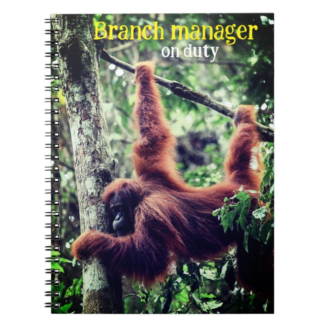 Caderno Espiral Orangutan pendurado na árvore (Frente)
