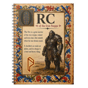 Caderno Espiral Orc, Arte de Bestiário Medieval