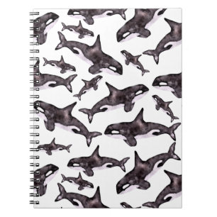 Caderno Espiral Orca da aguarela