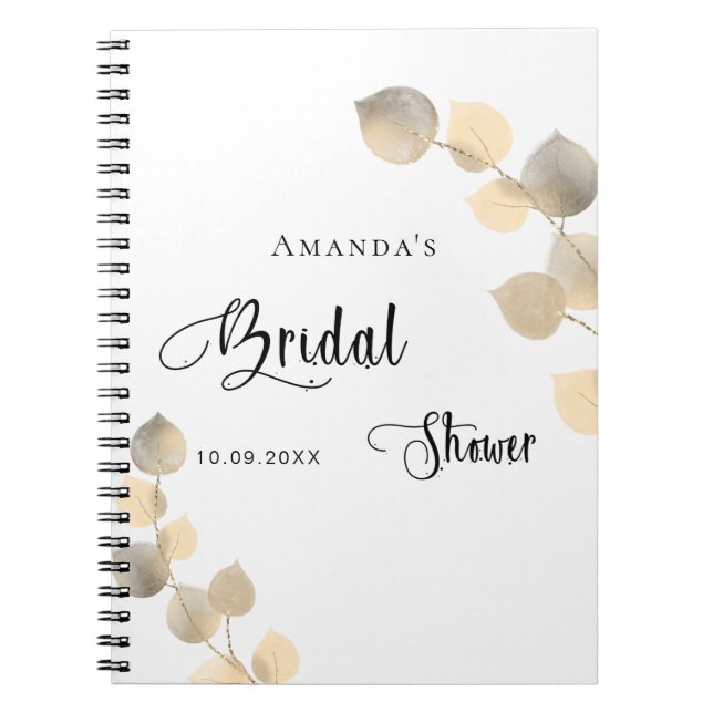 Caderno Espiral Orçamento de eucalipto do ouro do livro convidado (Frente)