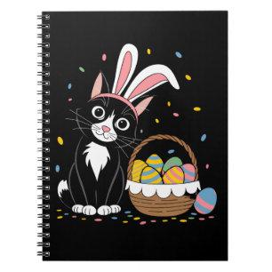 Caderno Espiral Orelhas de Coelho de Gato Preto de Páscoa Ovos