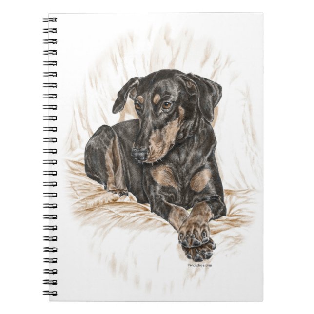 Caderno Espiral Orelhas Naturais De Cachorro Doberman (Frente)