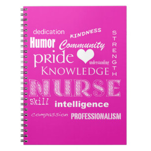 Caderno Espiral Orgulho-Atributos da enfermeira/rosa