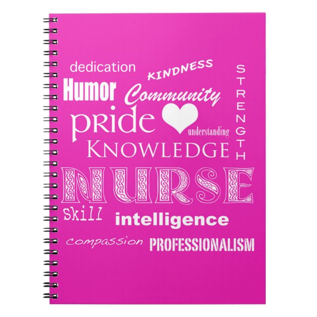 Caderno Espiral Orgulho-Atributos da enfermeira/rosa (Frente)