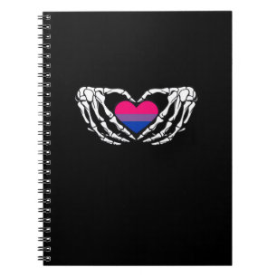 Caderno Espiral Orgulho Bissexual Skeleton Halloween Bi Gótico Hea