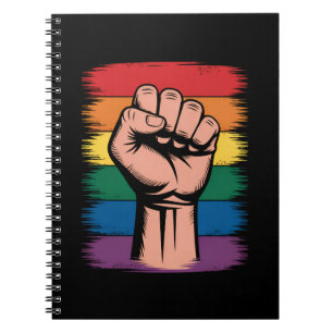 Caderno Espiral Orgulho do Punho Levantado Arco-íris Apoio Direito