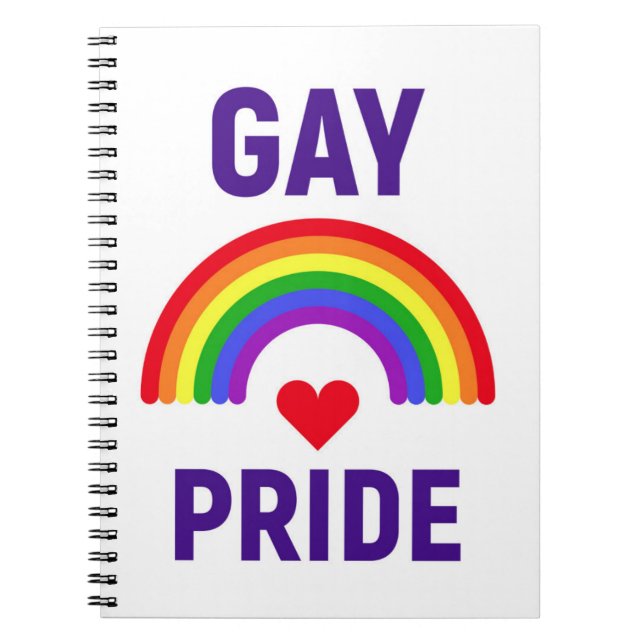 Caderno Espiral Orgulho gay | Coração e arco-íris (Frente)
