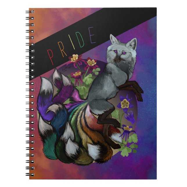 Caderno Espiral Orgulho Kitsune e Flores Columbinas (Frente)