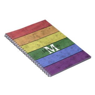 Caderno Espiral Orgulho LGBT do vintage monograma angustiado do ar