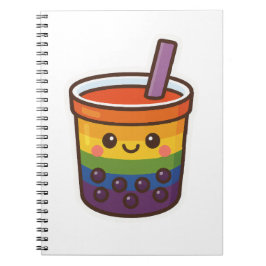 Caderno Espiral Orgulho LGBTQ+ do Rainbow Bubble Tea
