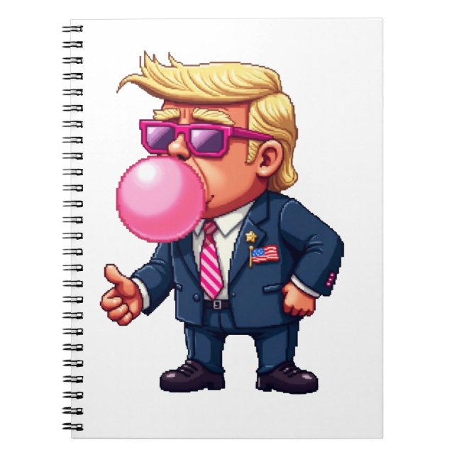 Caderno Espiral Orgulho Maga Trump Pixel Presidente Dia da Inagura (Frente)