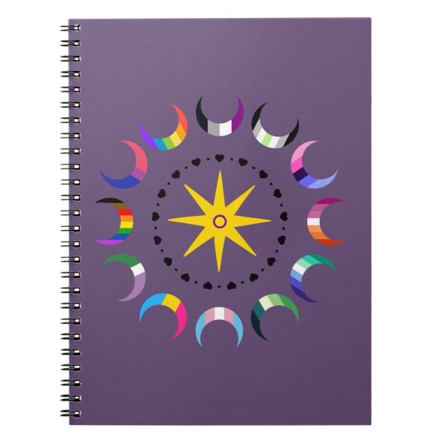 Caderno Espiral Orgulho Queer Crescent Moons (Frente)