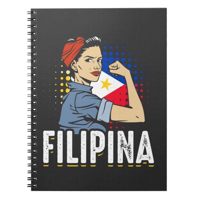 Caderno Espiral Orgulhosa Mulher Filipina: Bandeira Filipinas (Frente)