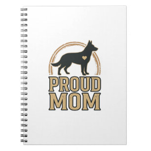 Caderno Espiral Orgulhosa Silhueta de Cachorro Mãe Design Vetorial