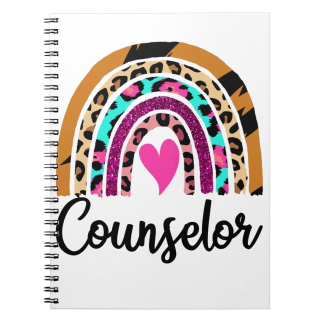 Caderno Espiral Orientador Arco-íris Leopardo Divertido Orientador (Frente)