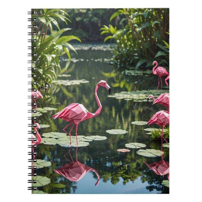 Caderno Espiral Origami Flamingo Rosa Volta às Aulas (Frente)