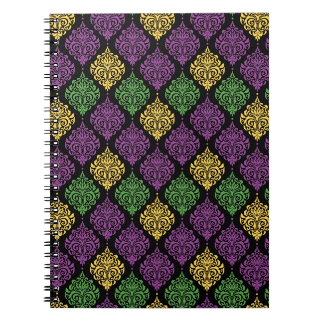 CADERNO ESPIRAL ORNAMENTADO PURPLE PADRÕES DE GRAS MARDI AMARELO V (Frente)