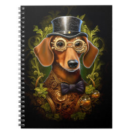 Caderno Espiral Ornamentado Steampunk Dachshund Dog 149 Novelty