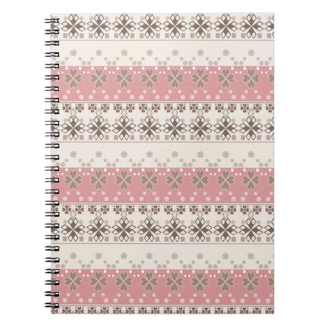 Caderno Espiral ornamento bege rosa (Frente)