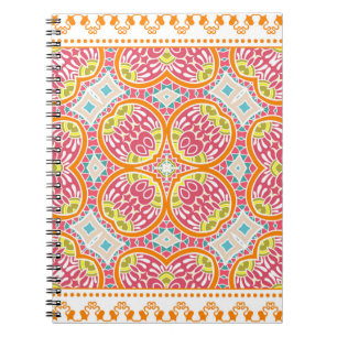 Caderno Espiral Ornamento colorido decorativo sobre fundo branco