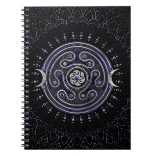 Caderno Espiral Ornamento de Hecate Wheel com Ametist e Prata