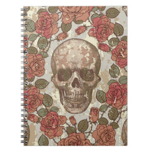 Caderno Espiral Ornamento de Hulhas e Rosas Retro