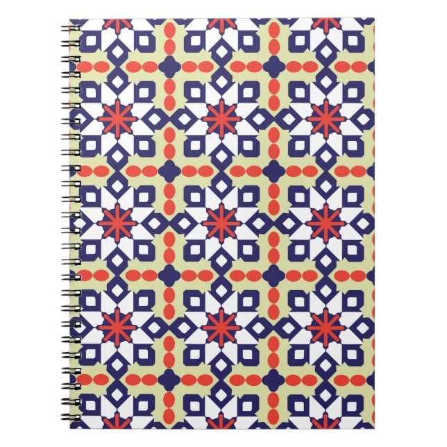 Caderno Espiral Ornamento de Padrão Clássico,Patterno Geométrico S (Frente)