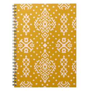 Caderno Espiral Ornamento folclórico Ikat - textura étnica.