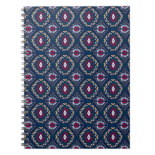 Caderno Espiral Ornamento geométrico do folclore Ikat. Etnia triba