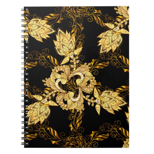 Caderno Espiral ornamento oriental sem costura no estilo barroco (Frente)