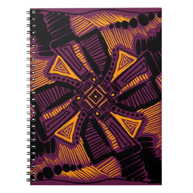Caderno Espiral Ornamento quadrado universal brilhante. Linhas, ma (Frente)