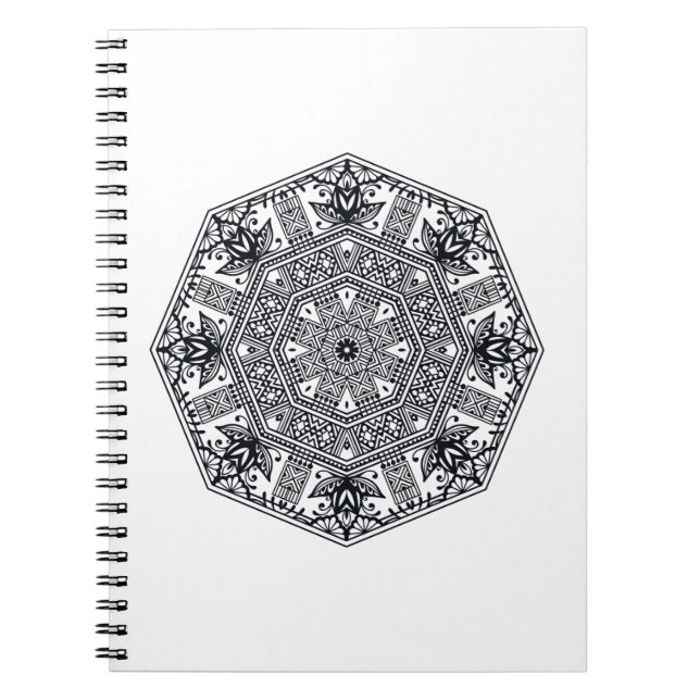 Caderno Espiral Ornamento redondo da mandala (Frente)