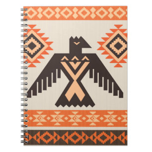Caderno Espiral Ornamento tribal étnico com águia
