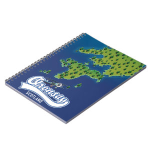 Caderno Espiral Oronsay mapa da ilha da Escócia 