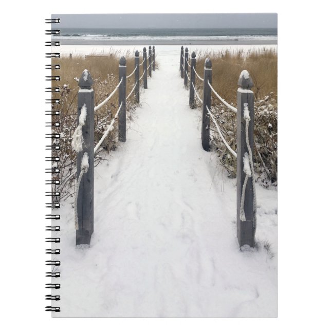 Caderno Espiral orquard Beach no inverno (Frente)
