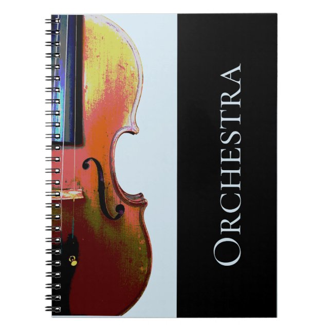 Caderno Espiral Orquesra Negra Azul Simples Violina Musical (Frente)