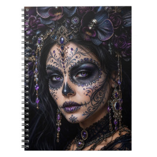 Caderno Espiral Orquídea Âmbar Calavera – Caveira de Açúcar Gótica