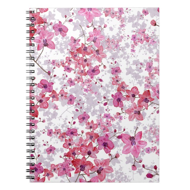 Caderno Espiral Orquídea: beleza vermelha singular. (Frente)