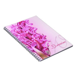Caderno Espiral Orquídea de aquarelas com arte rosa personalizada