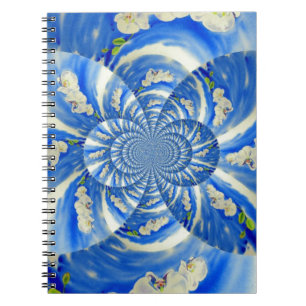 Caderno Espiral Orquídea Pintura em Aquarela, Nuvens Mandala
