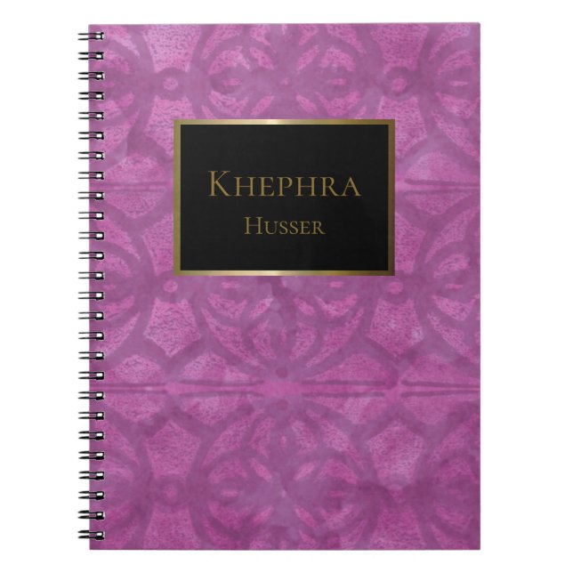 Caderno Espiral Orquídea Profunda Preta e Dourada (Frente)